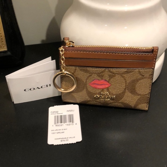 Coach Mini Skinny ID Case with Lips Print